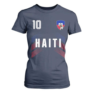 Haiti Soccer Sports Graphic Number 10 Jersey Style T Shirt For Women Proud Haitian Football Fans Game Day Pride