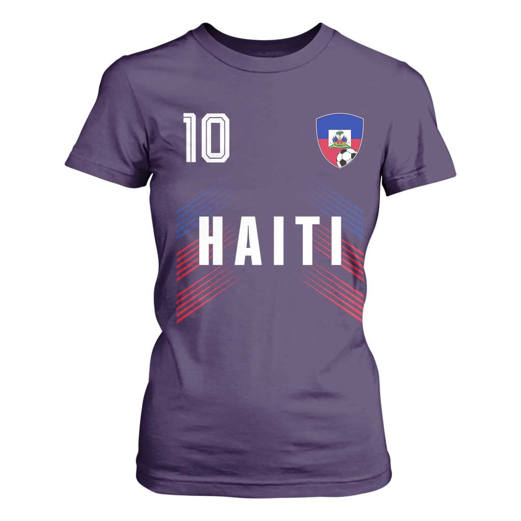 Haiti Soccer Sports Graphic Number 10 Jersey Style T Shirt For Women Proud Haitian Football Fans Game Day Pride