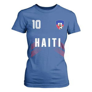 Haiti Soccer Sports Graphic Number 10 Jersey Style T Shirt For Women Proud Haitian Football Fans Game Day Pride