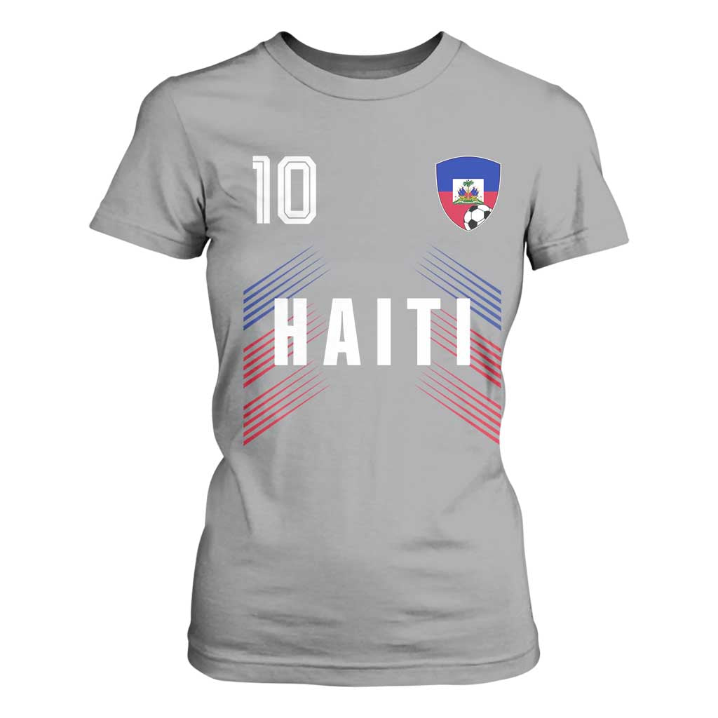Haiti Soccer Sports Graphic Number 10 Jersey Style T Shirt For Women Proud Haitian Football Fans Game Day Pride
