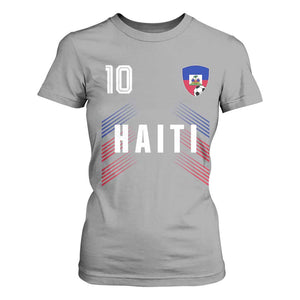 Haiti Soccer Sports Graphic Number 10 Jersey Style T Shirt For Women Proud Haitian Football Fans Game Day Pride