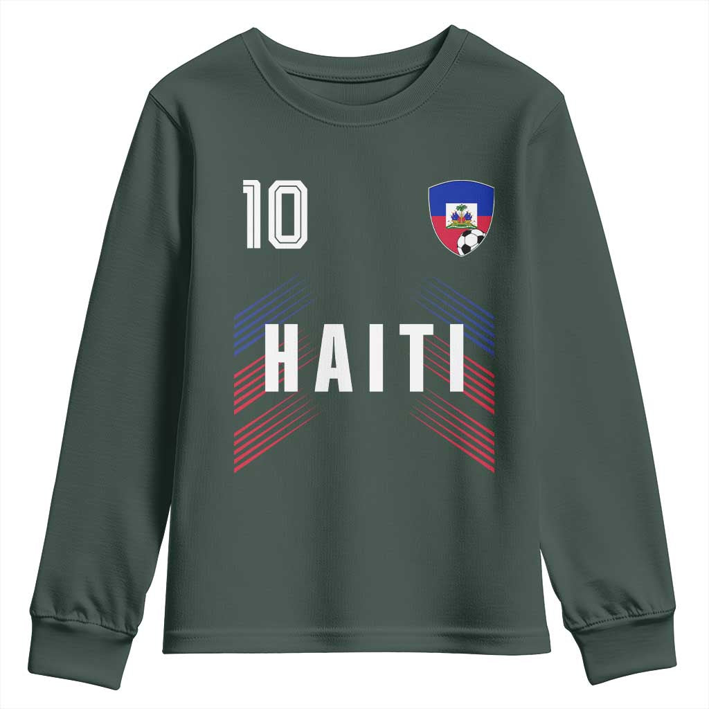 Haiti Soccer Sports Graphic Number 10 Jersey Style Youth Sweatshirt Proud Haitian Football Fans Game Day Pride