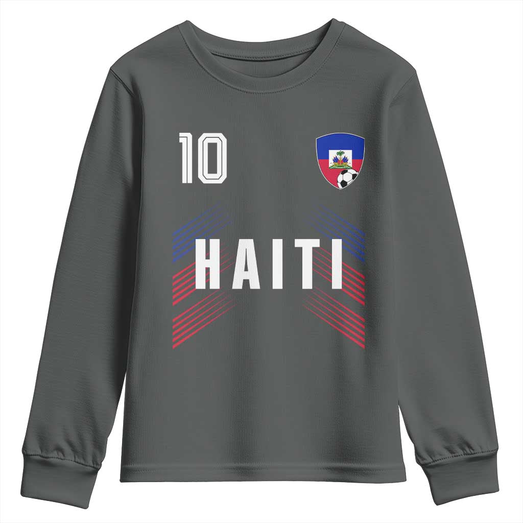 Haiti Soccer Sports Graphic Number 10 Jersey Style Youth Sweatshirt Proud Haitian Football Fans Game Day Pride