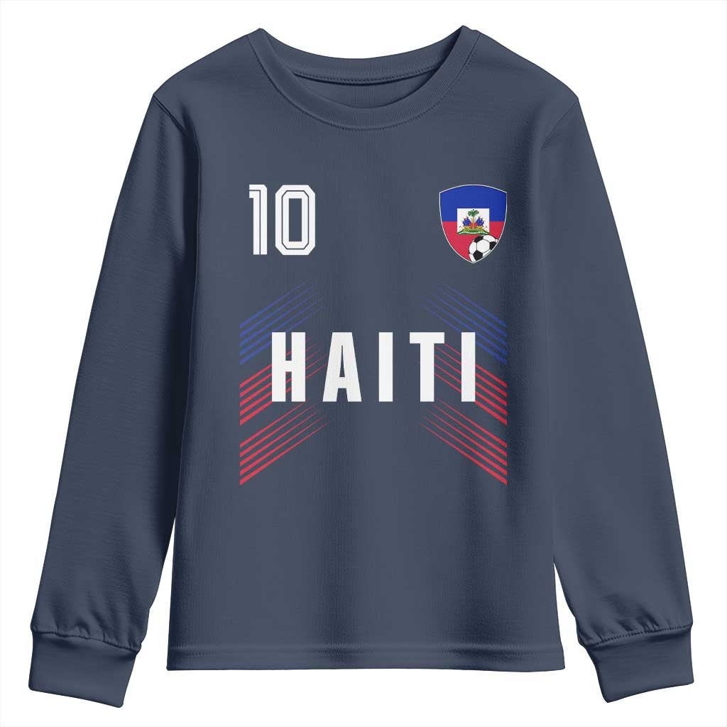 Haiti Soccer Sports Graphic Number 10 Jersey Style Youth Sweatshirt Proud Haitian Football Fans Game Day Pride