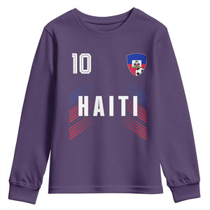 Haiti Soccer Sports Graphic Number 10 Jersey Style Youth Sweatshirt Proud Haitian Football Fans Game Day Pride