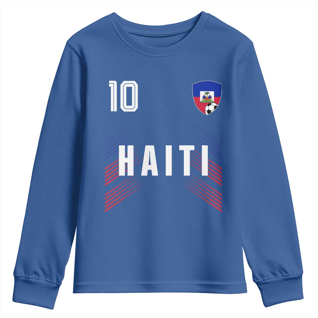 Haiti Soccer Sports Graphic Number 10 Jersey Style Youth Sweatshirt Proud Haitian Football Fans Game Day Pride