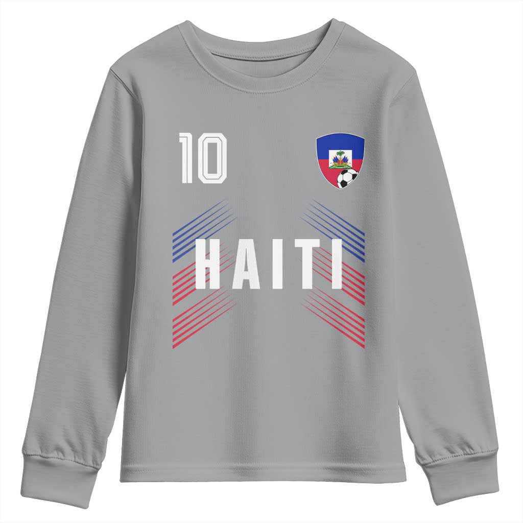 Haiti Soccer Sports Graphic Number 10 Jersey Style Youth Sweatshirt Proud Haitian Football Fans Game Day Pride