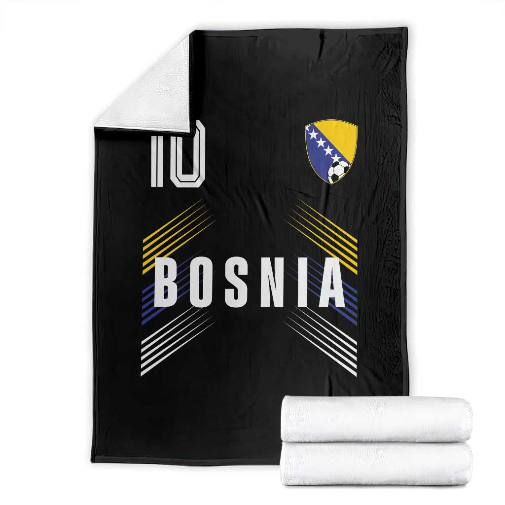 Bosnia Herzegovina Soccer Sports Graphic Number 10 Jersey Style Throw Blanket Proud Bosnian Football Fans Game Day Pride