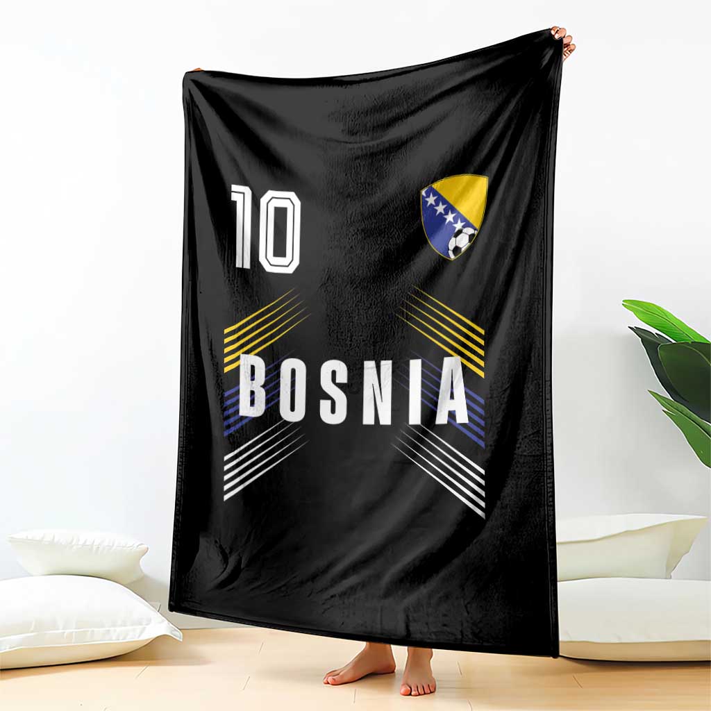 Bosnia Herzegovina Soccer Sports Graphic Number 10 Jersey Style Throw Blanket Proud Bosnian Football Fans Game Day Pride