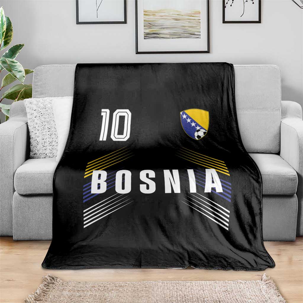 Bosnia Herzegovina Soccer Sports Graphic Number 10 Jersey Style Throw Blanket Proud Bosnian Football Fans Game Day Pride