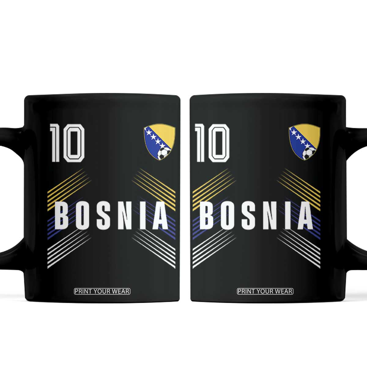 Bosnia Herzegovina Soccer Sports Graphic Number 10 Jersey Style Coffee Mug Proud Bosnian Football Fans Game Day Pride TS02 Black Print Your Wear