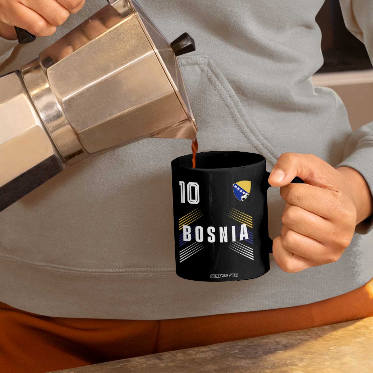Bosnia Herzegovina Soccer Sports Graphic Number 10 Jersey Style Coffee Mug Proud Bosnian Football Fans Game Day Pride