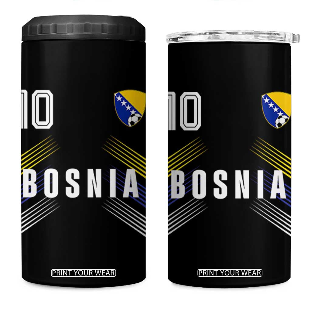 Bosnia Herzegovina Soccer Sports Graphic Number 10 Jersey Style 4 in 1 Can Cooler Tumbler Proud Bosnian Football Fans Game Day Pride TS02 One Size: 16 oz Black Print Your Wear