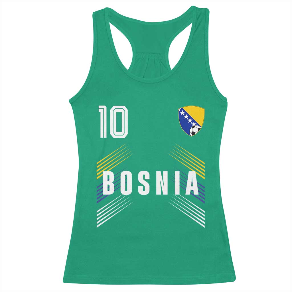 Bosnia Herzegovina Soccer Sports Graphic Number 10 Jersey Style Racerback Tank Top Proud Bosnian Football Fans Game Day Pride