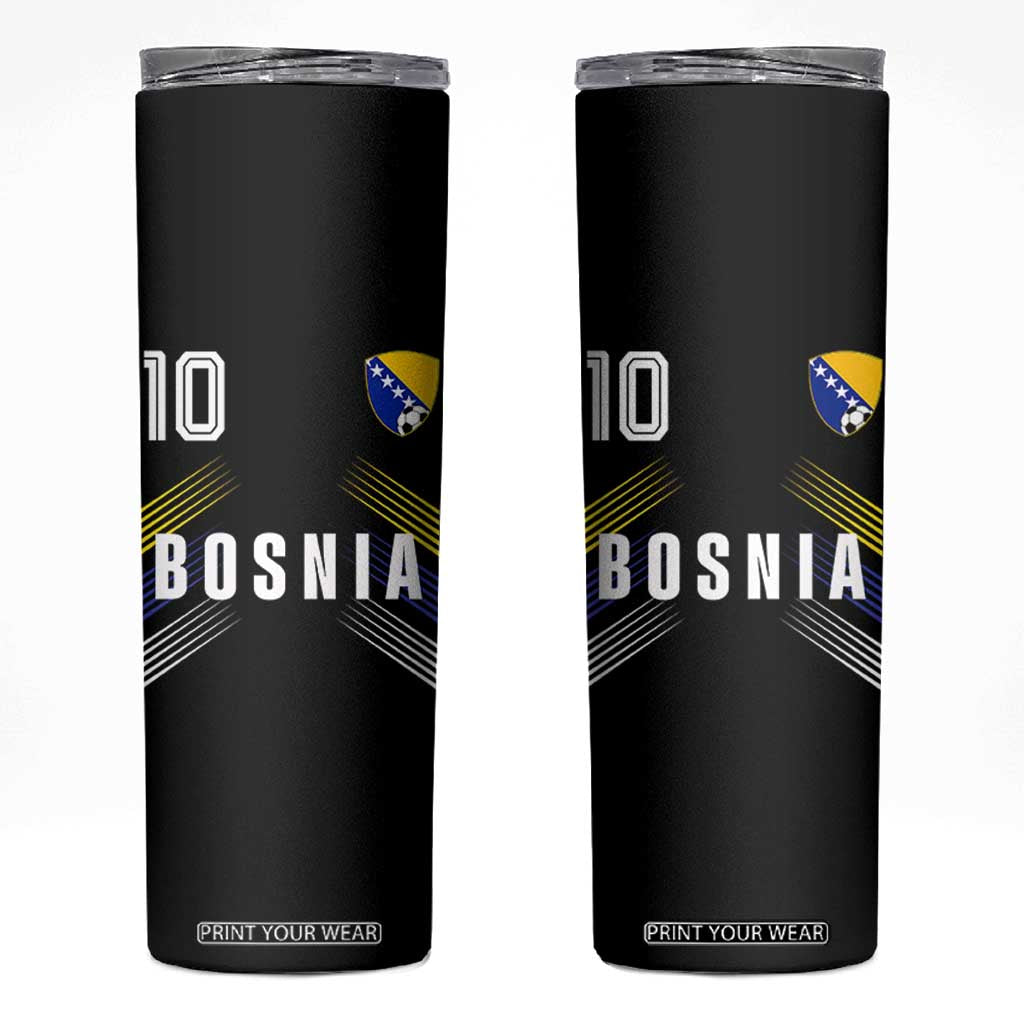 Bosnia Herzegovina Soccer Sports Graphic Number 10 Jersey Style Skinny Tumbler Proud Bosnian Football Fans Game Day Pride
