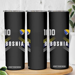 Bosnia Herzegovina Soccer Sports Graphic Number 10 Jersey Style Skinny Tumbler Proud Bosnian Football Fans Game Day Pride