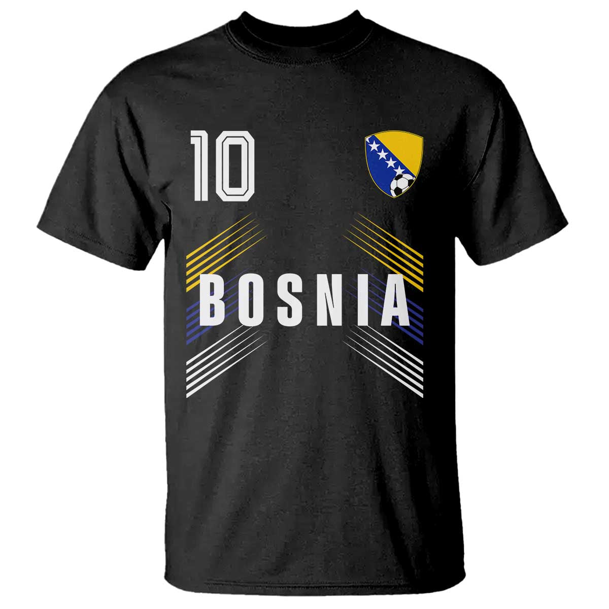 Bosnia Herzegovina Soccer Sports Graphic Number 10 Jersey Style T Shirt Proud Bosnian Football Fans Game Day Pride TS02 Black Print Your Wear