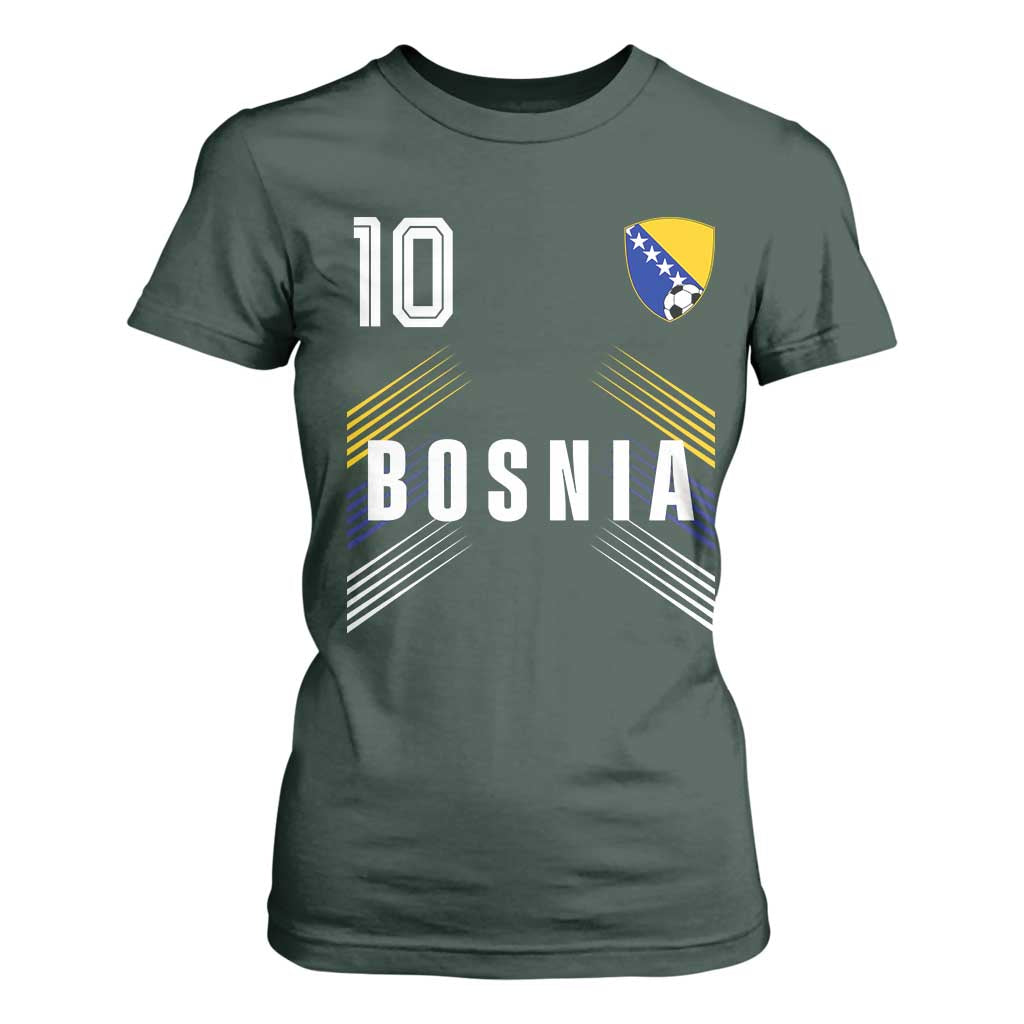 Bosnia Herzegovina Soccer Sports Graphic Number 10 Jersey Style T Shirt For Women Proud Bosnian Football Fans Game Day Pride
