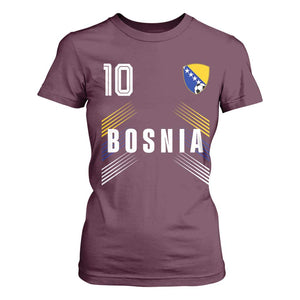 Bosnia Herzegovina Soccer Sports Graphic Number 10 Jersey Style T Shirt For Women Proud Bosnian Football Fans Game Day Pride