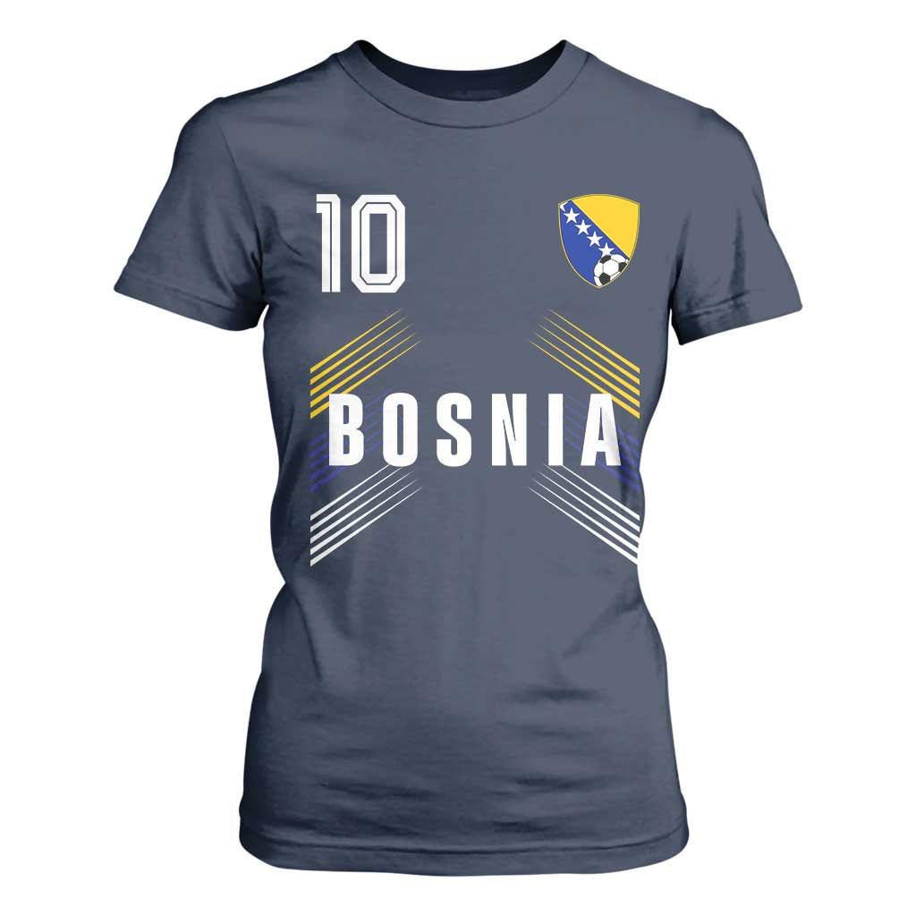 Bosnia Herzegovina Soccer Sports Graphic Number 10 Jersey Style T Shirt For Women Proud Bosnian Football Fans Game Day Pride