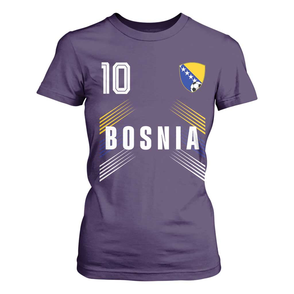 Bosnia Herzegovina Soccer Sports Graphic Number 10 Jersey Style T Shirt For Women Proud Bosnian Football Fans Game Day Pride