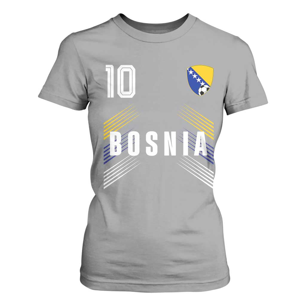 Bosnia Herzegovina Soccer Sports Graphic Number 10 Jersey Style T Shirt For Women Proud Bosnian Football Fans Game Day Pride