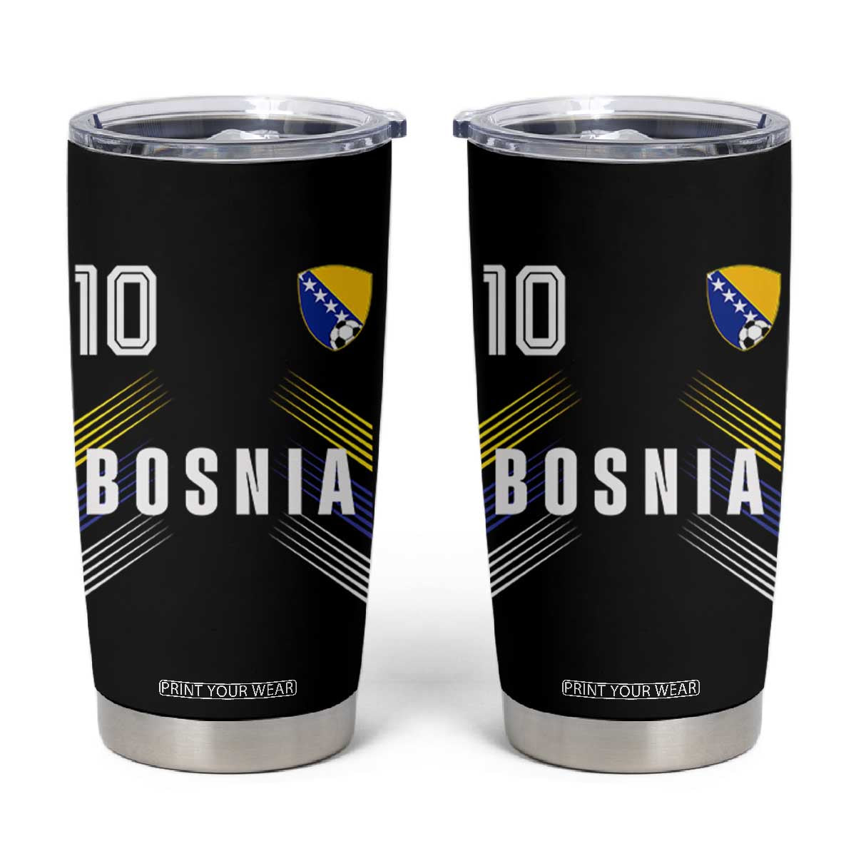Bosnia Herzegovina Soccer Sports Graphic Number 10 Jersey Style Tumbler Cup Proud Bosnian Football Fans Game Day Pride TS02 Black Print Your Wear