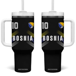 Bosnia Herzegovina Soccer Sports Graphic Number 10 Jersey Style Tumbler With Handle Proud Bosnian Football Fans Game Day Pride