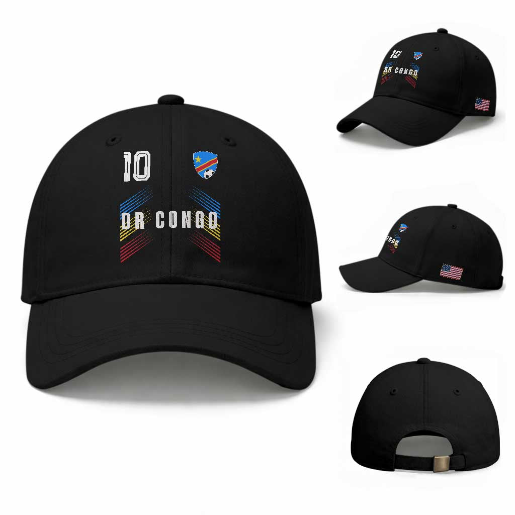 DR Congo Soccer Sports Graphic Number 10 Jersey Style Baseball Cap Proud Congolese Football Fans Game Day Pride