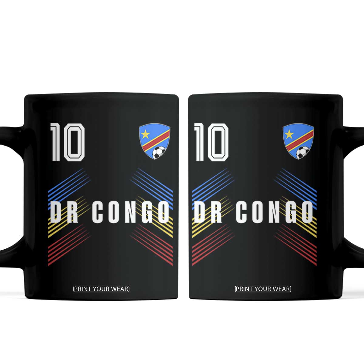 DR Congo Soccer Sports Graphic Number 10 Jersey Style Coffee Mug Proud Congolese Football Fans Game Day Pride