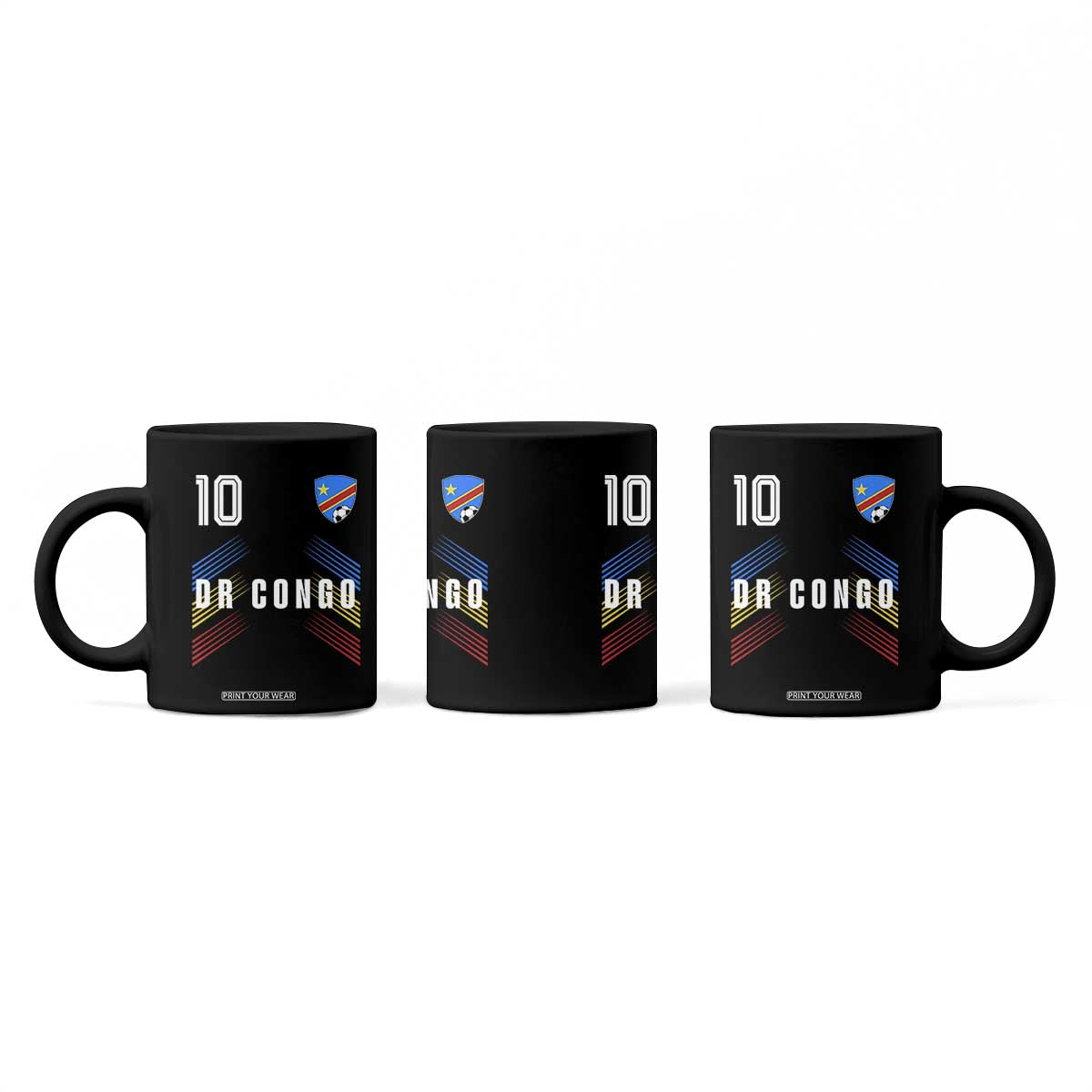 DR Congo Soccer Sports Graphic Number 10 Jersey Style Coffee Mug Proud Congolese Football Fans Game Day Pride
