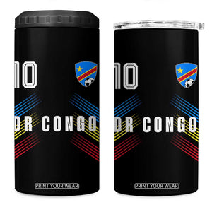 DR Congo Soccer Sports Graphic Number 10 Jersey Style 4 in 1 Can Cooler Tumbler Proud Congolese Football Fans Game Day Pride