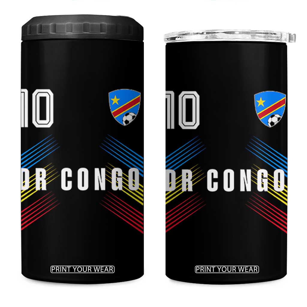 DR Congo Soccer Sports Graphic Number 10 Jersey Style 4 in 1 Can Cooler Tumbler Proud Congolese Football Fans Game Day Pride TS02 One Size: 16 oz Black Print Your Wear