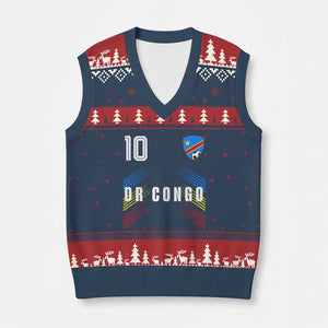 DR Congo Soccer Sports Graphic Number 10 Jersey Style V-Neck Knit Sweater Vest Proud Congolese Football Fans Game Day Pride