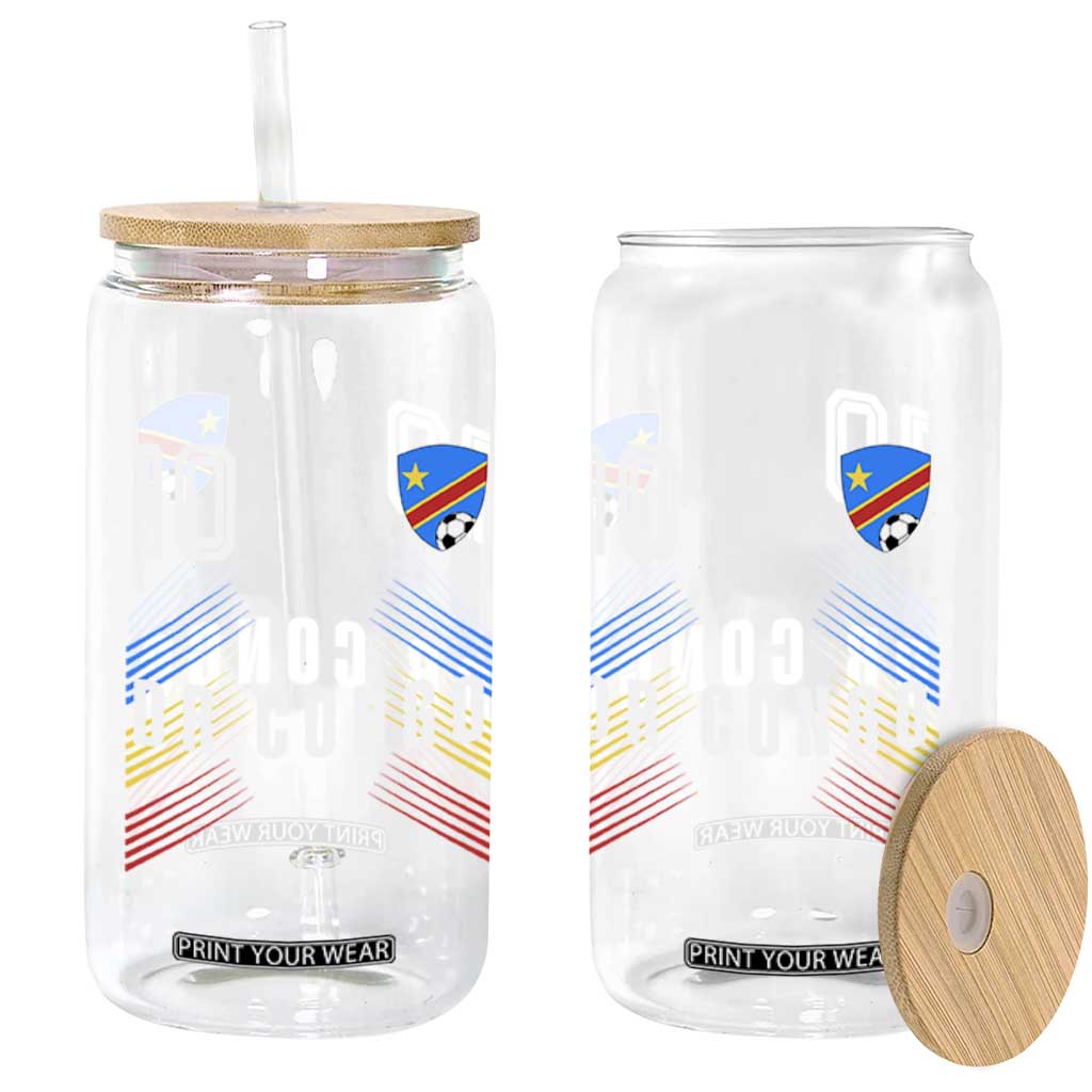 DR Congo Soccer Sports Graphic Number 10 Jersey Style Glass Can Proud Congolese Football Fans Game Day Pride