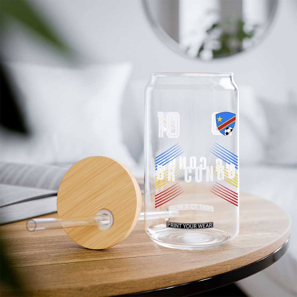 DR Congo Soccer Sports Graphic Number 10 Jersey Style Glass Can Proud Congolese Football Fans Game Day Pride