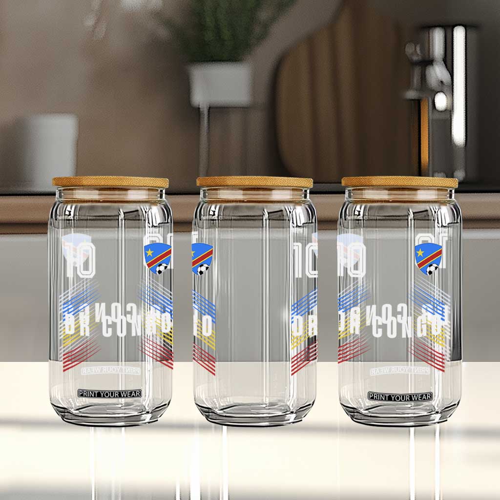 DR Congo Soccer Sports Graphic Number 10 Jersey Style Glass Can Proud Congolese Football Fans Game Day Pride