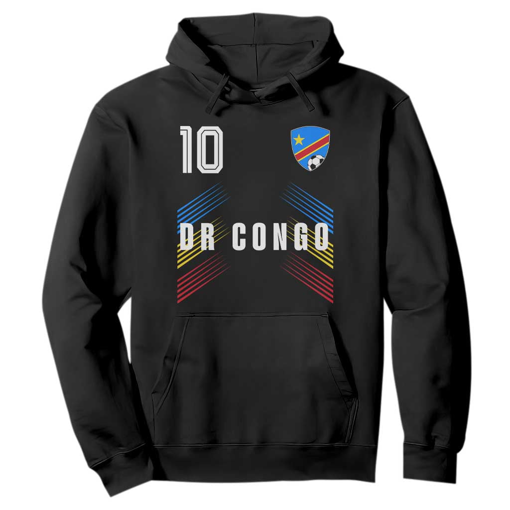 DR Congo Soccer Sports Graphic Number 10 Jersey Style Hoodie Proud Congolese Football Fans Game Day Pride TS02 Black Print Your Wear