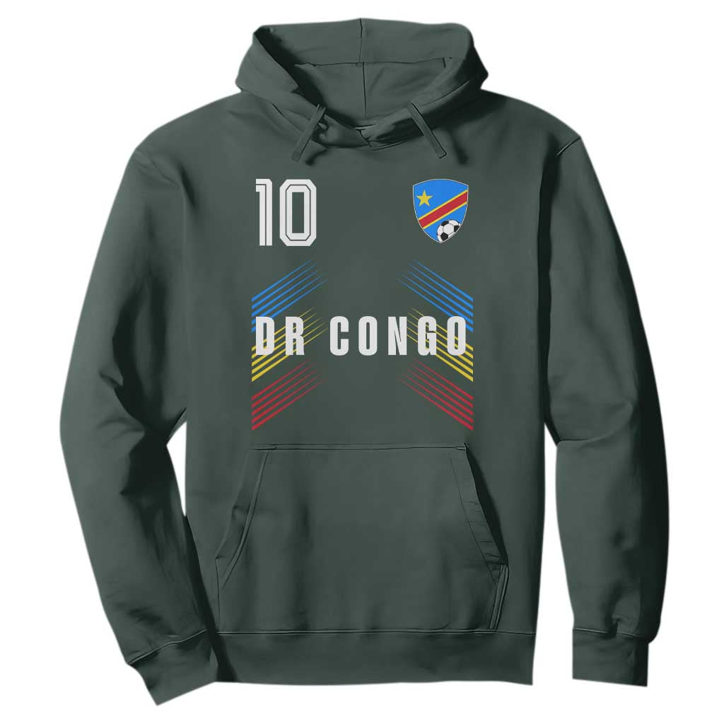 DR Congo Soccer Sports Graphic Number 10 Jersey Style Hoodie Proud Congolese Football Fans Game Day Pride