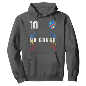 DR Congo Soccer Sports Graphic Number 10 Jersey Style Hoodie Proud Congolese Football Fans Game Day Pride
