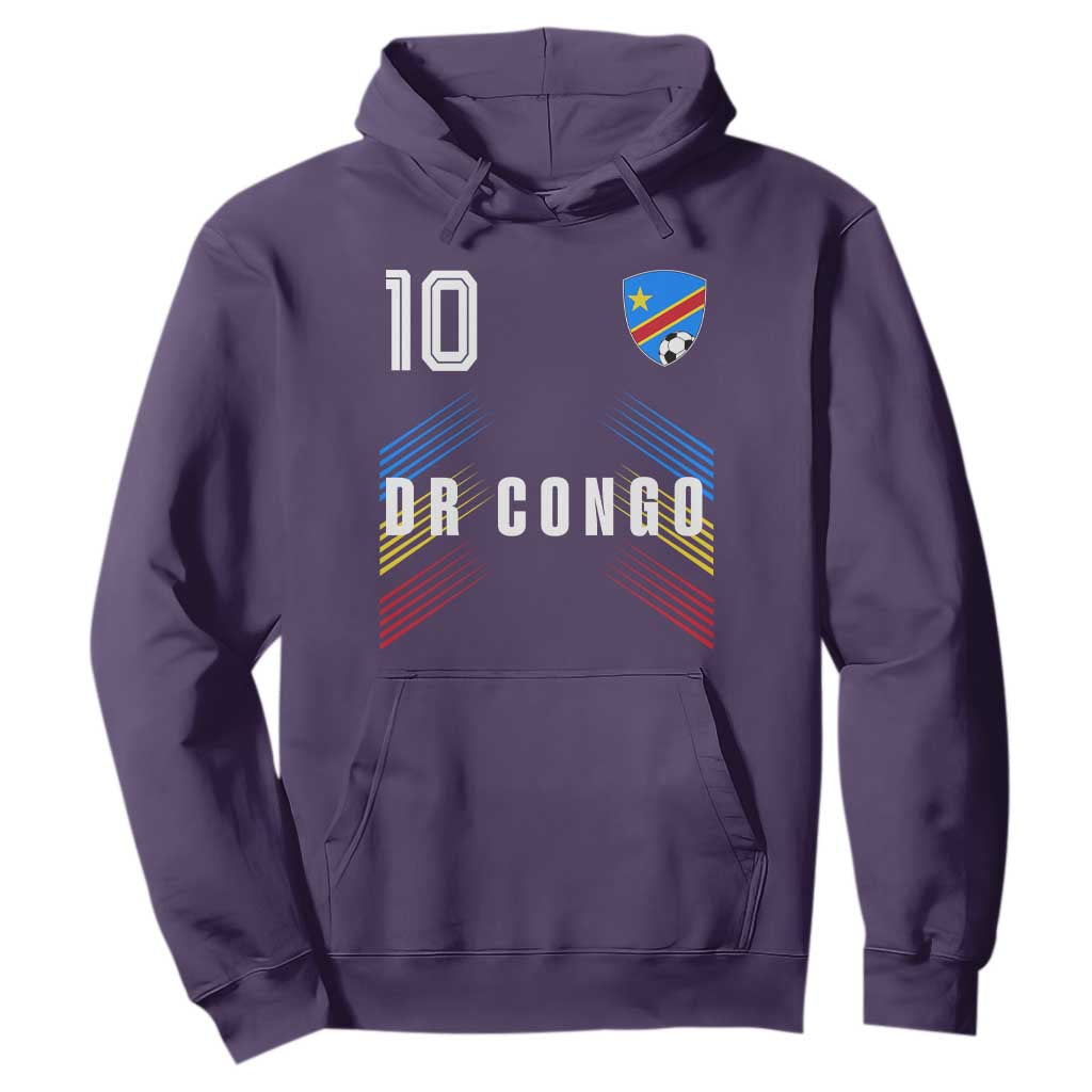 DR Congo Soccer Sports Graphic Number 10 Jersey Style Hoodie Proud Congolese Football Fans Game Day Pride