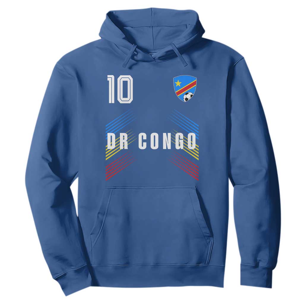 DR Congo Soccer Sports Graphic Number 10 Jersey Style Hoodie Proud Congolese Football Fans Game Day Pride