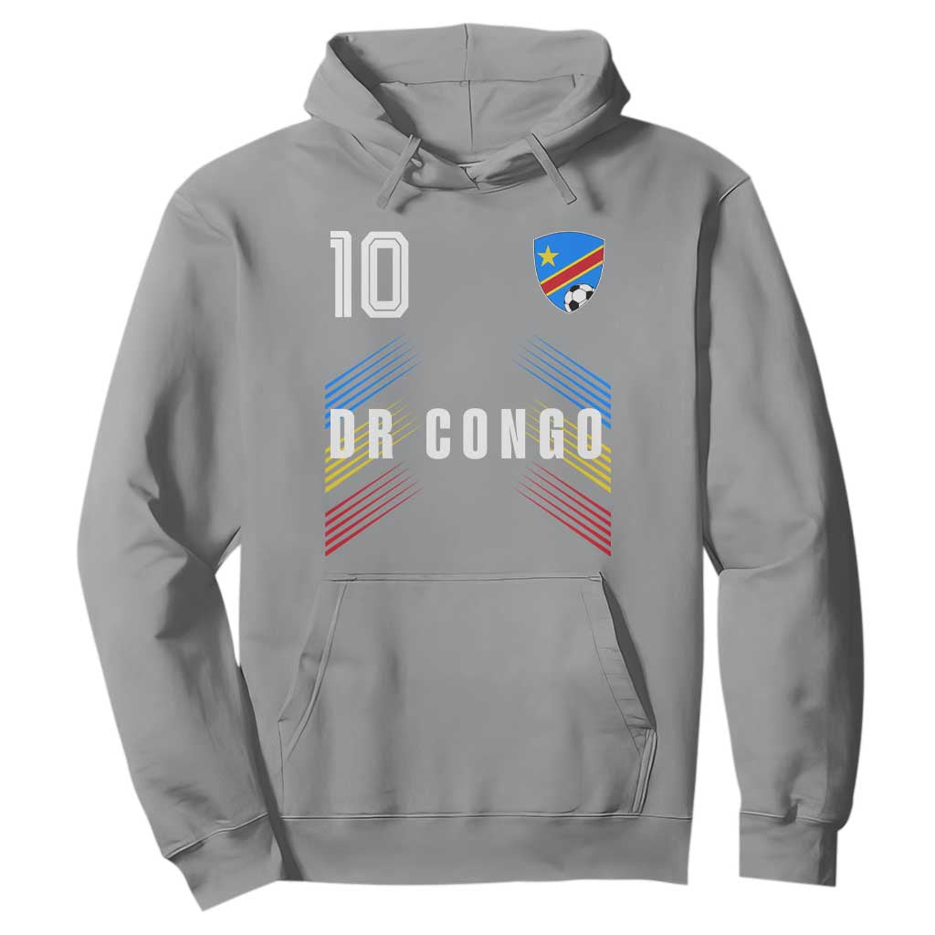 DR Congo Soccer Sports Graphic Number 10 Jersey Style Hoodie Proud Congolese Football Fans Game Day Pride