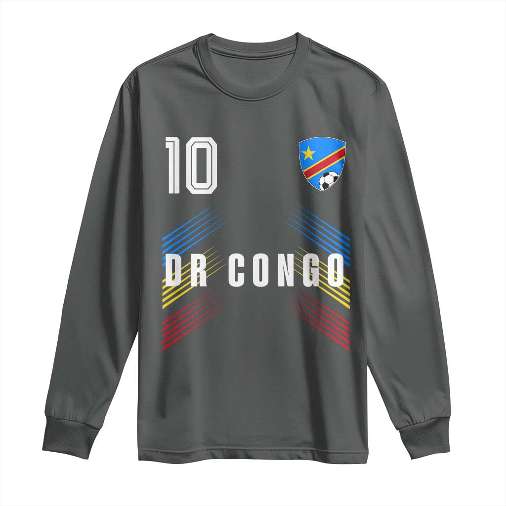 DR Congo Soccer Sports Graphic Number 10 Jersey Style Long Sleeve Shirt Proud Congolese Football Fans Game Day Pride