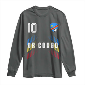 DR Congo Soccer Sports Graphic Number 10 Jersey Style Long Sleeve Shirt Proud Congolese Football Fans Game Day Pride
