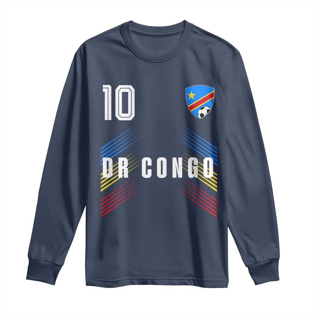 DR Congo Soccer Sports Graphic Number 10 Jersey Style Long Sleeve Shirt Proud Congolese Football Fans Game Day Pride