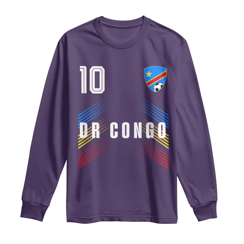 DR Congo Soccer Sports Graphic Number 10 Jersey Style Long Sleeve Shirt Proud Congolese Football Fans Game Day Pride