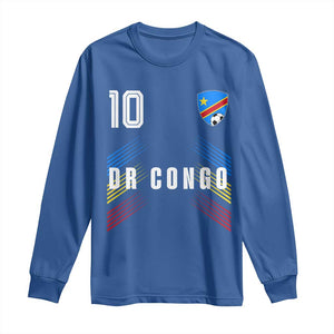 DR Congo Soccer Sports Graphic Number 10 Jersey Style Long Sleeve Shirt Proud Congolese Football Fans Game Day Pride