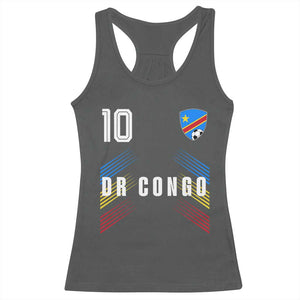 DR Congo Soccer Sports Graphic Number 10 Jersey Style Racerback Tank Top Proud Congolese Football Fans Game Day Pride