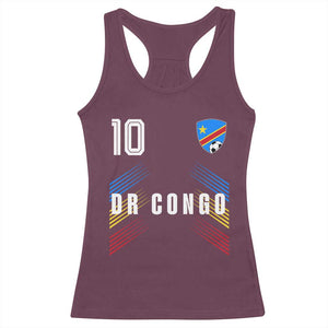 DR Congo Soccer Sports Graphic Number 10 Jersey Style Racerback Tank Top Proud Congolese Football Fans Game Day Pride